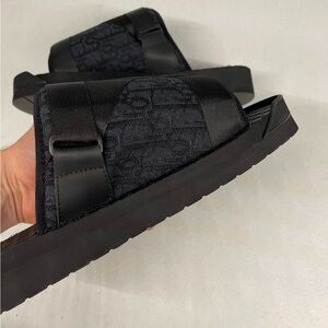 Dior Black Textured Slide Sandals